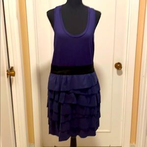 BCBG Blue and Black Ruffled Dress